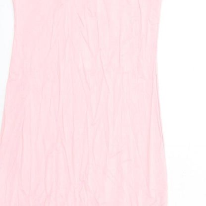 Fashion Us Womens Pink Viscose A-Line Size 12 Square Neck Pullover