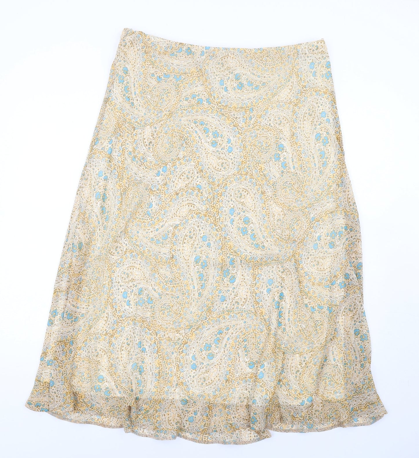 Classic Womens Multicoloured Paisley Polyester A-Line Skirt Size 18