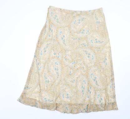 Classic Womens Multicoloured Paisley Polyester A-Line Skirt Size 18