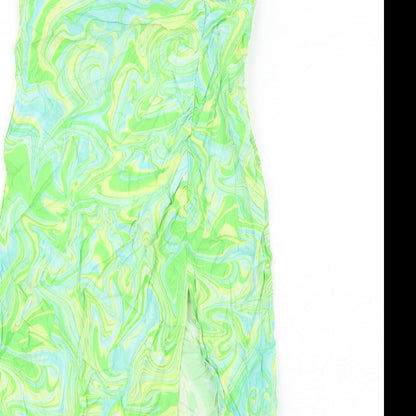 Stradivarius Womens Multicoloured Geometric Viscose A-Line Skirt Size 10 Zip - Slit