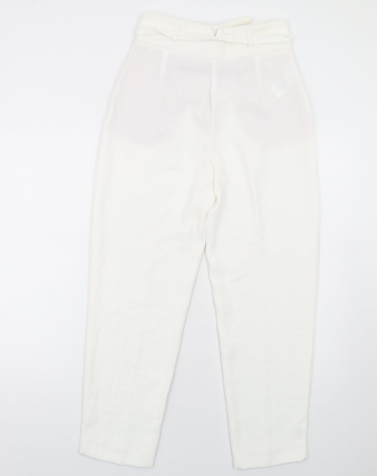 Mango Womens White Polyester Trousers Size 8 L28 in Regular Zip