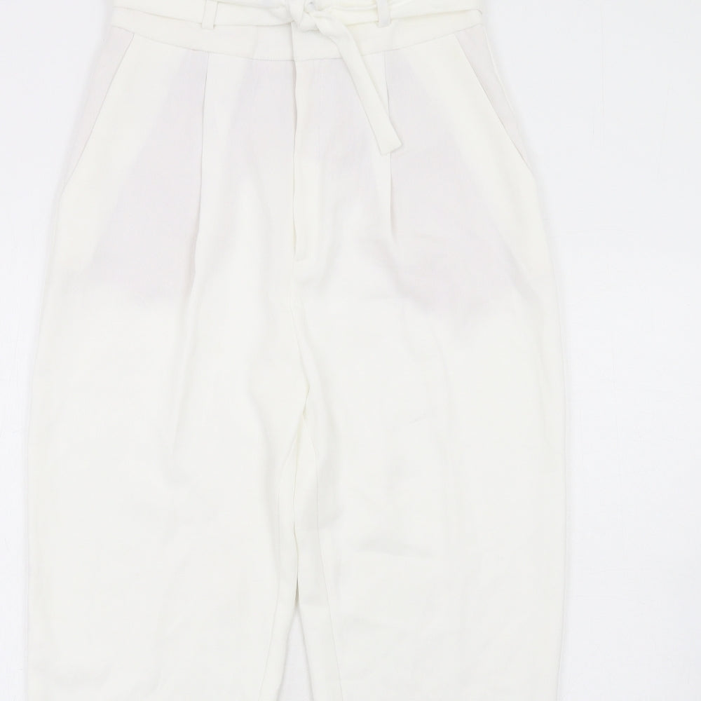 Mango Womens White Polyester Trousers Size 8 L28 in Regular Zip