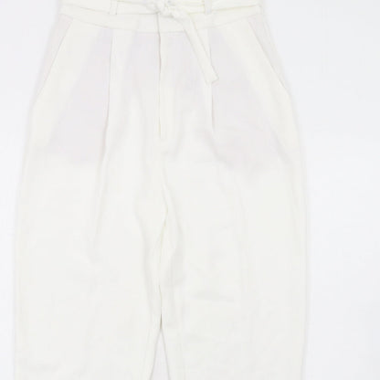 Mango Womens White Polyester Trousers Size 8 L28 in Regular Zip
