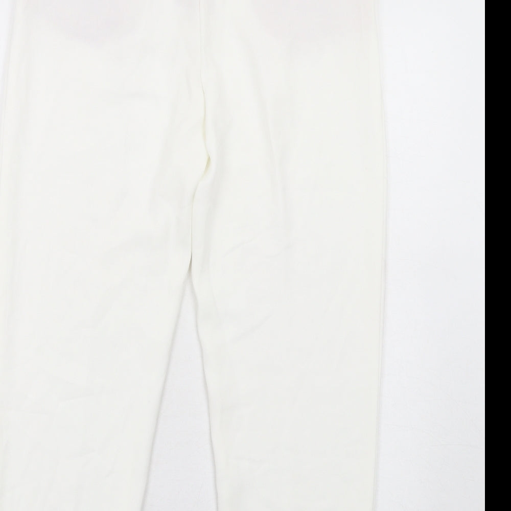 Mango Womens White Polyester Trousers Size 8 L28 in Regular Zip