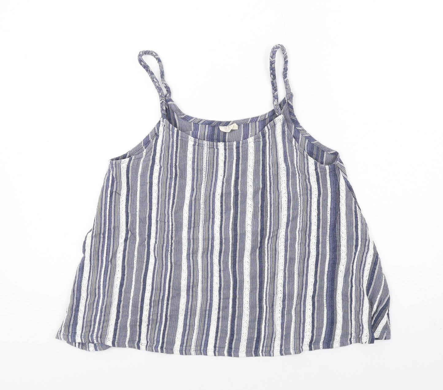 Green Cove Womens Blue Striped Cotton Basic Tank Size M Scoop Neck