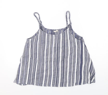 Green Cove Womens Blue Striped Cotton Basic Tank Size M Scoop Neck