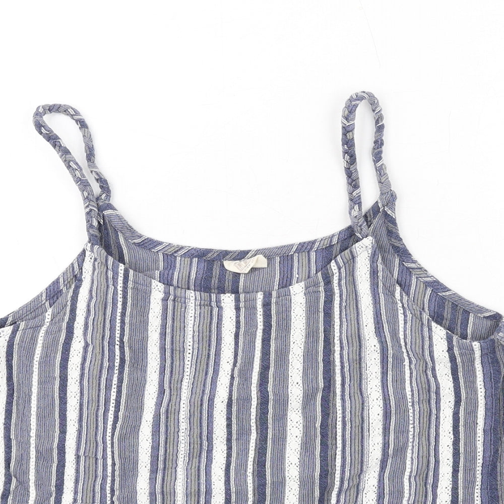 Green Cove Womens Blue Striped Cotton Basic Tank Size M Scoop Neck