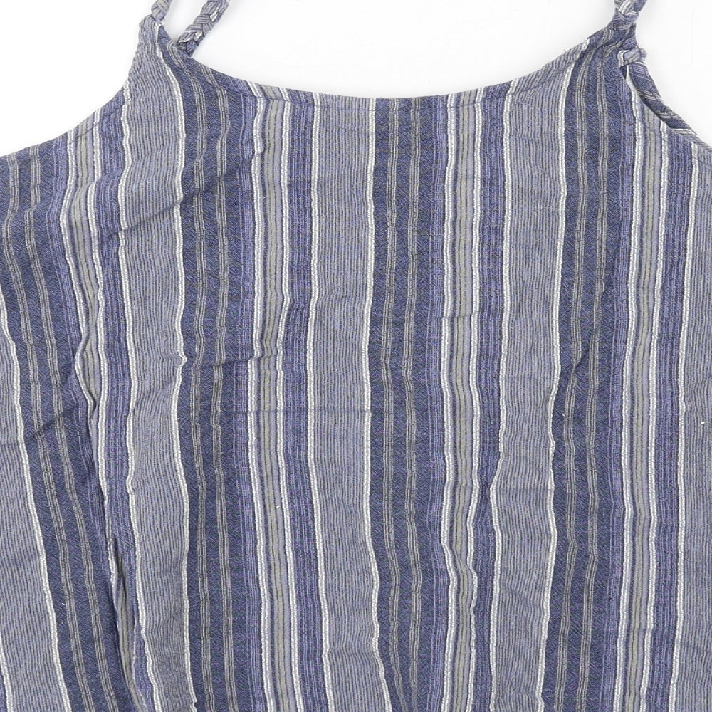 Green Cove Womens Blue Striped Cotton Basic Tank Size M Scoop Neck
