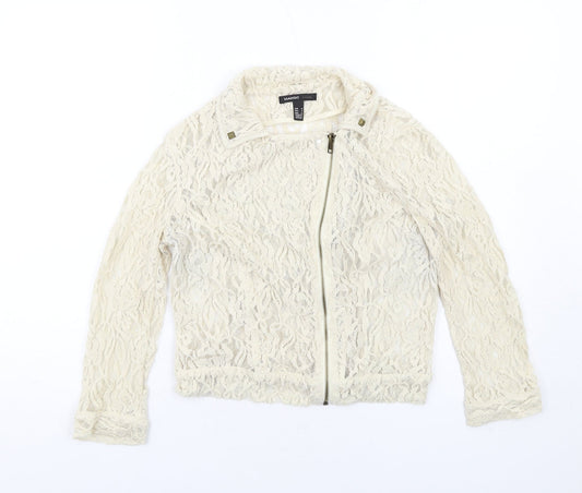 Mango Womens Ivory Biker Jacket Size M Zip
