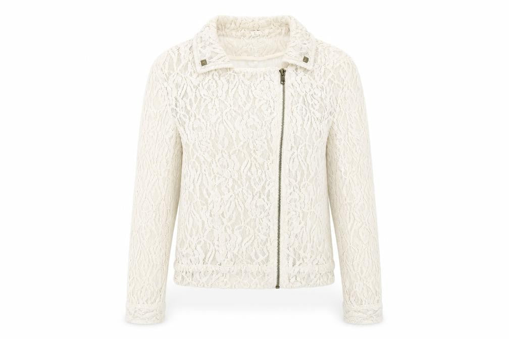 Womens UK Size M Mango Ivory Biker Coat
