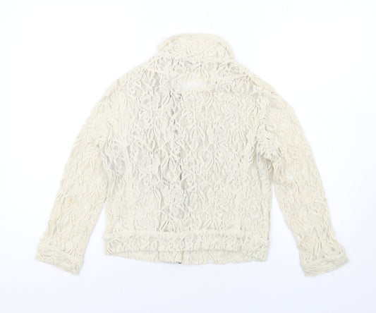 Mango Womens Ivory Biker Jacket Size M Zip