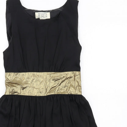 BB Dakota Womens Black Patent Leather A-Line Size 4 Round Neck Zip