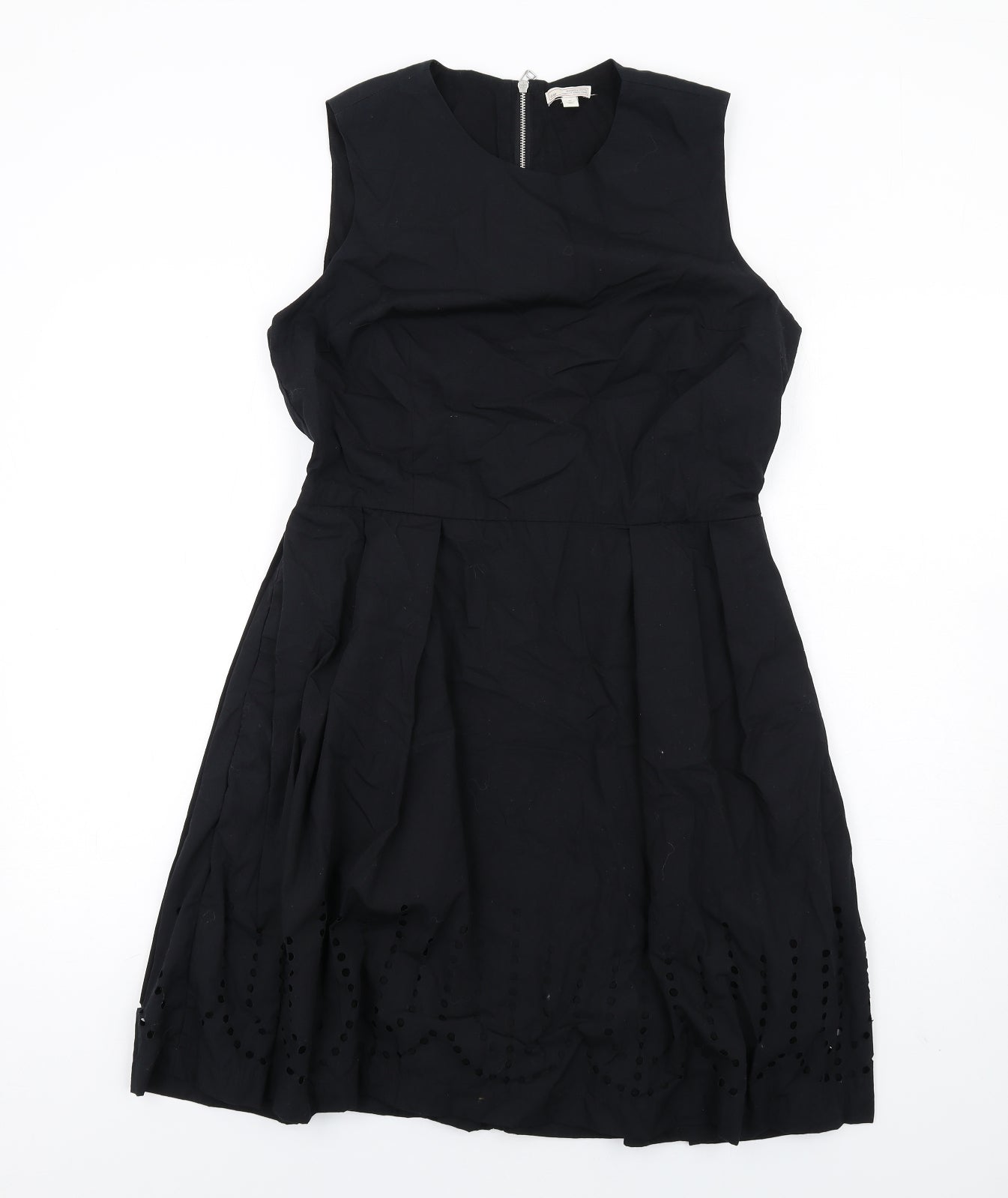 Gap Womens Black Cotton A-Line Size 10 Round Neck Zip