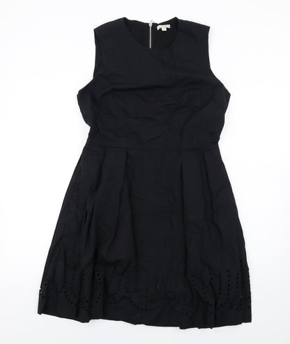 Gap Womens Black Cotton A-Line Size 10 Round Neck Zip