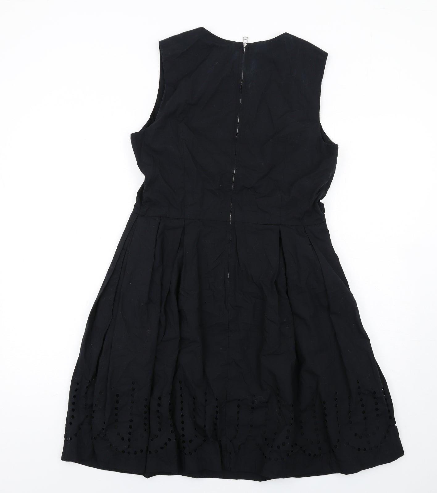 Gap Womens Black Cotton A-Line Size 10 Round Neck Zip