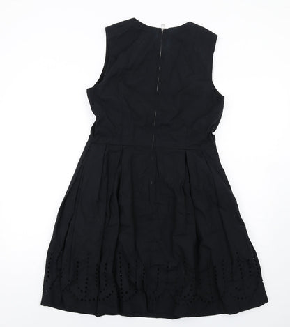 Gap Womens Black Cotton A-Line Size 10 Round Neck Zip