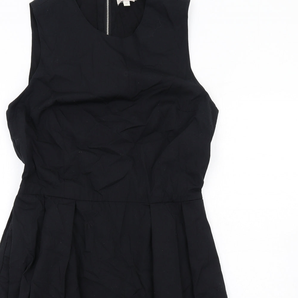 Gap Womens Black Cotton A-Line Size 10 Round Neck Zip