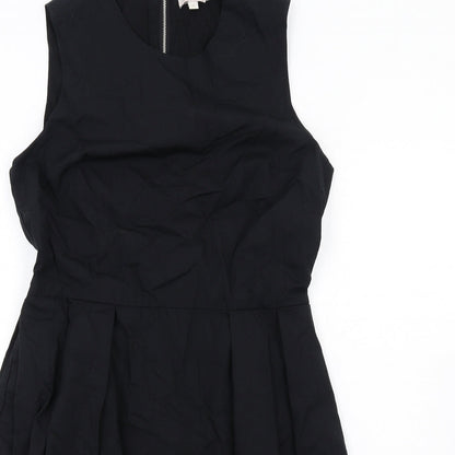 Gap Womens Black Cotton A-Line Size 10 Round Neck Zip