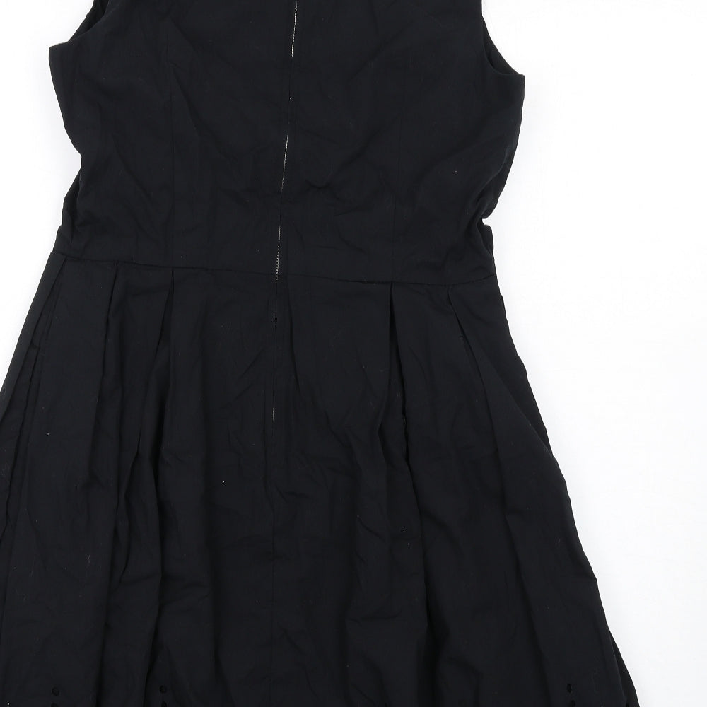 Gap Womens Black Cotton A-Line Size 10 Round Neck Zip