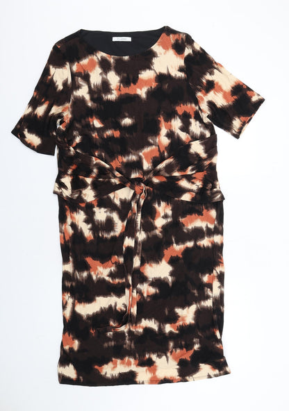 Classic Womens Brown Tie Dye Viscose A-Line Size 20 Round Neck Pullover