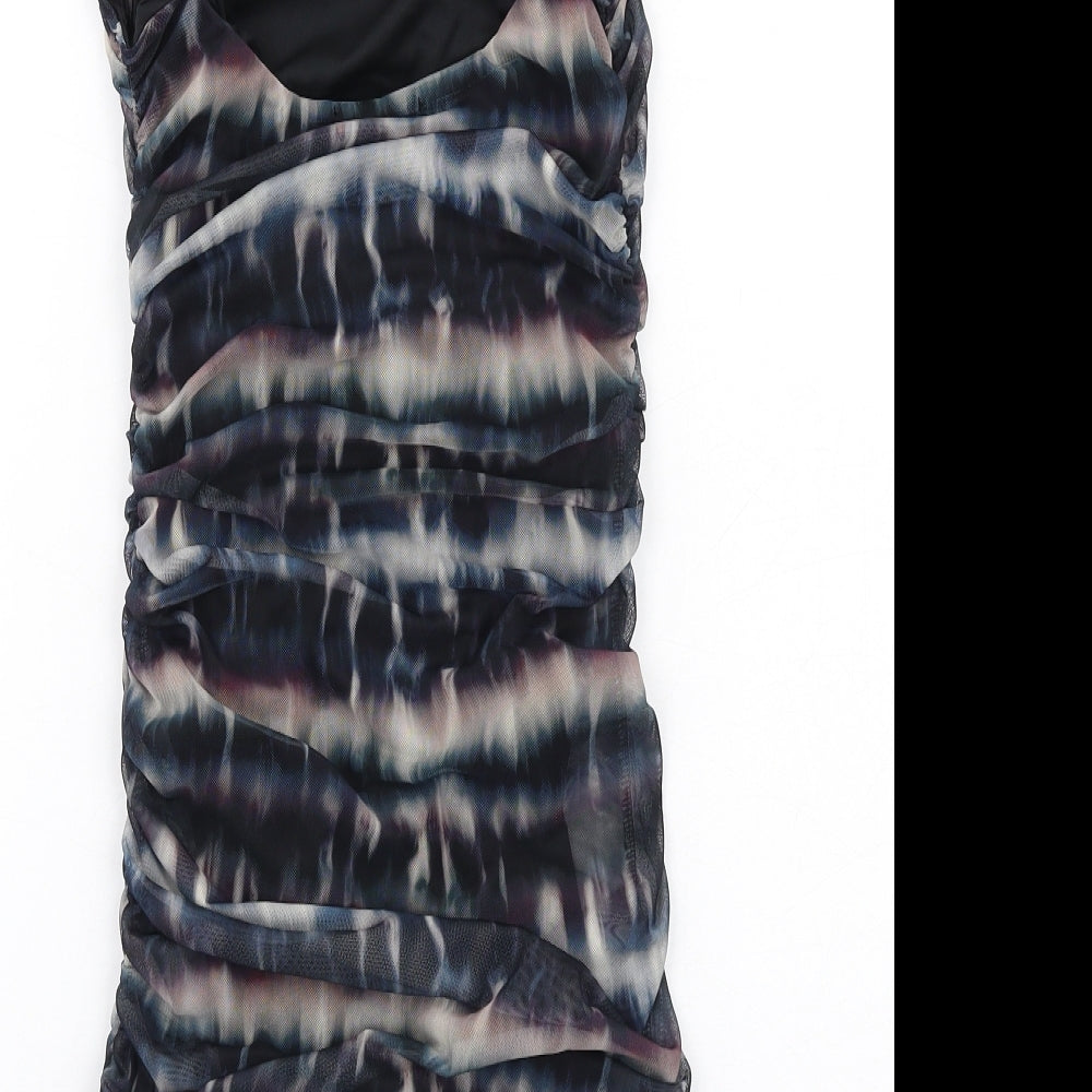 Quiz Womens Multicoloured Tie Dye Polyester Mini Size 10 Square Neck Pullover