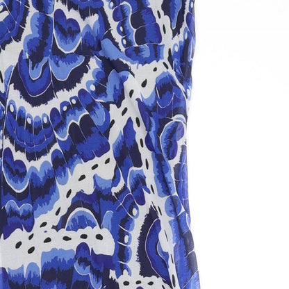 Desigual Womens Blue Geometric Polyester A-Line Size S V-Neck Pullover