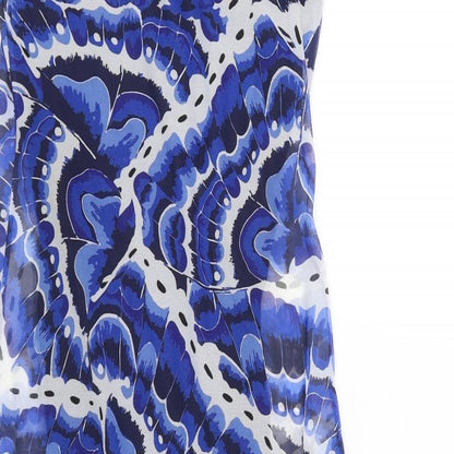 Desigual Womens Blue Geometric Polyester A-Line Size S V-Neck Pullover