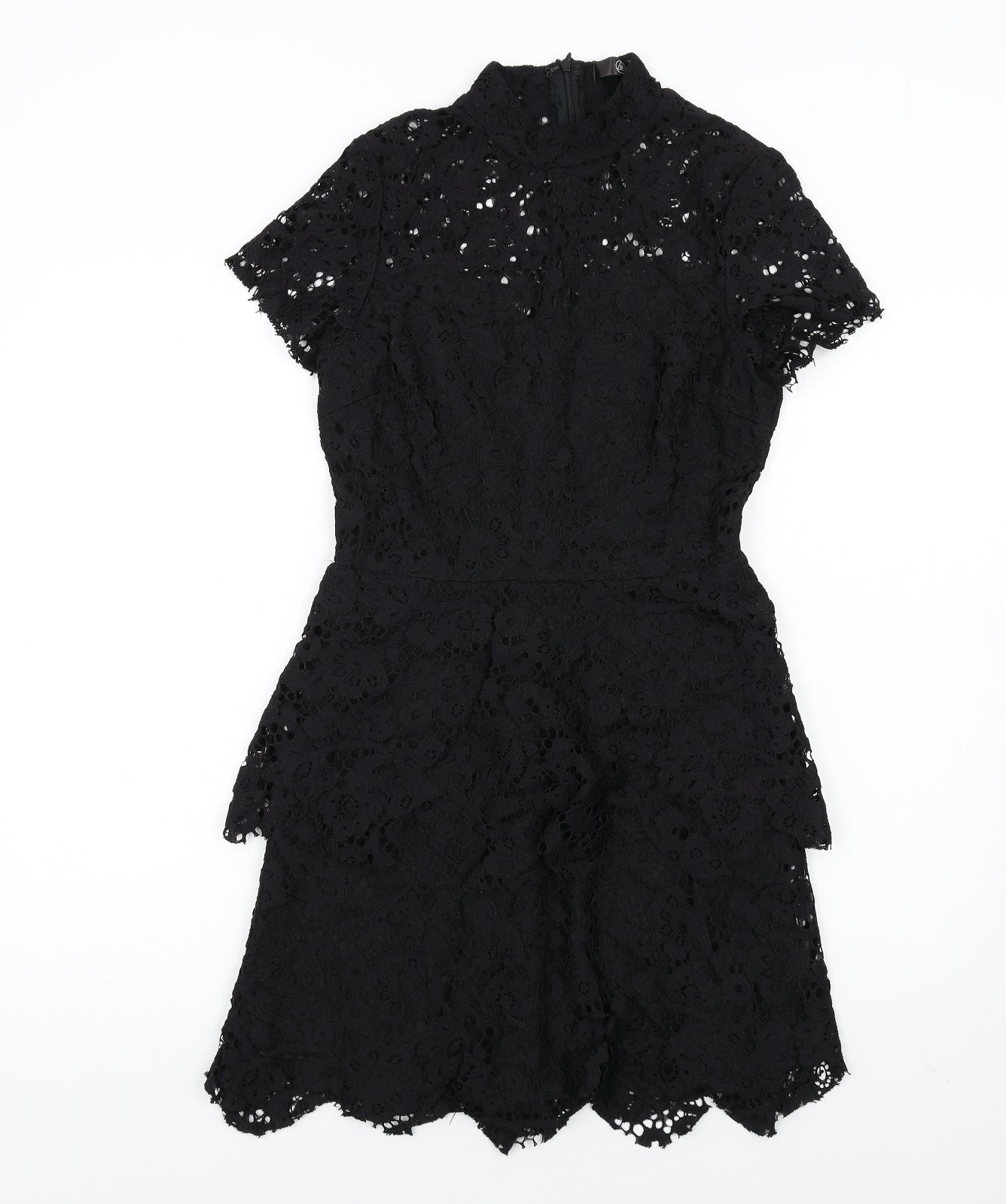 Missguided Womens Black Polyester A-Line Size 10 Mock Neck Zip