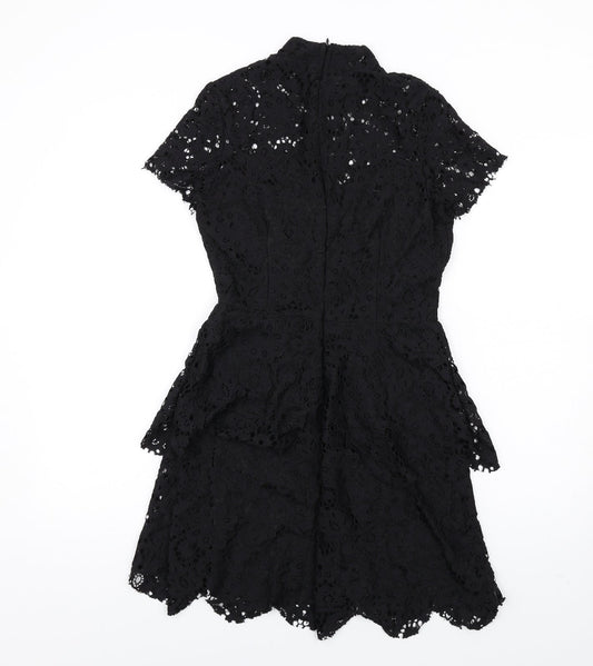 Missguided Womens Black Polyester A-Line Size 10 Mock Neck Zip