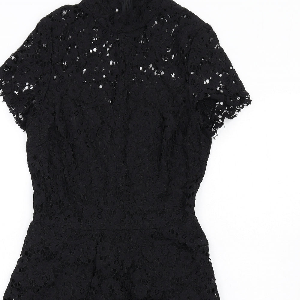 Missguided Womens Black Polyester A-Line Size 10 Mock Neck Zip