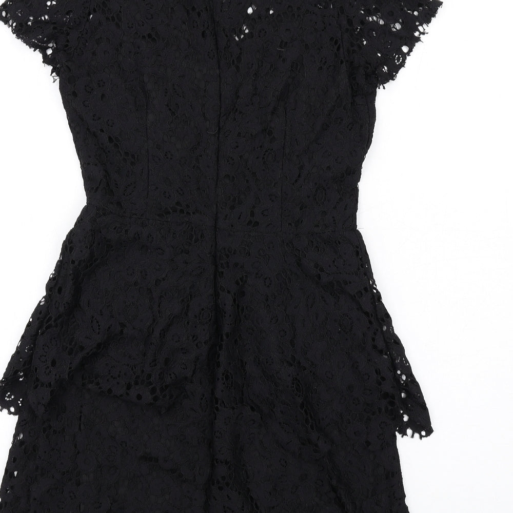 Missguided Womens Black Polyester A-Line Size 10 Mock Neck Zip