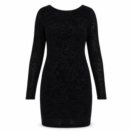 Boohoo Womens Black Geometric Polyester Bodycon Size 10 Round Neck Pullover
