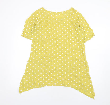 Klass Womens Yellow Polka Dot Cotton Basic T-Shirt Size 10 Round Neck