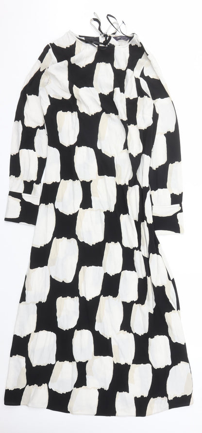 Marks and Spencer Womens Multicoloured Geometric Viscose Maxi Size 8 Round Neck Zip