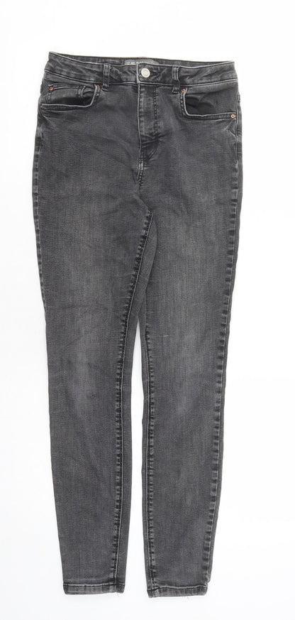 Denim & Co. Womens Grey Cotton Skinny Jeans Size 12 L27 in Regular Zip