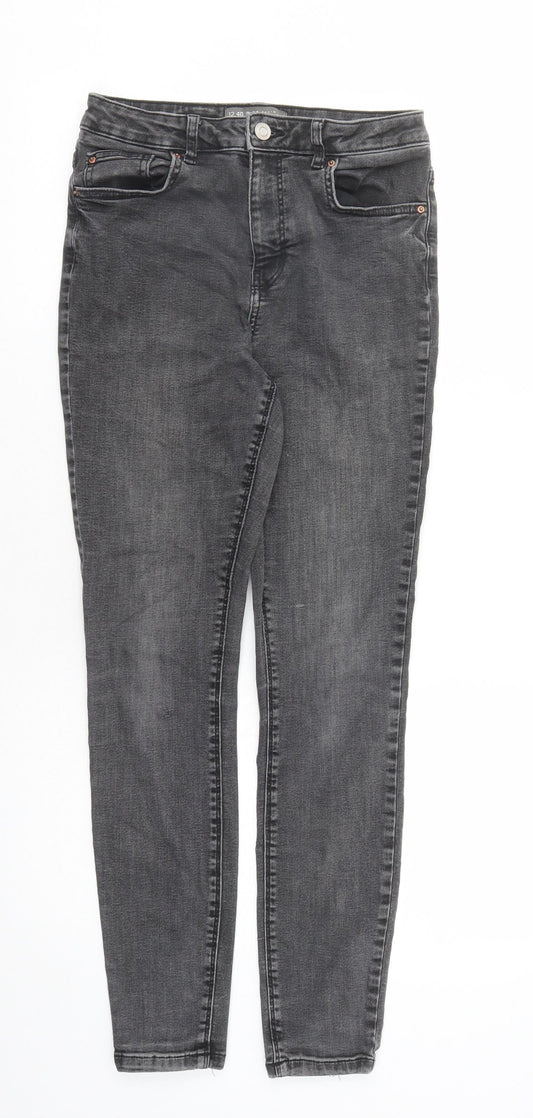 Denim & Co. Womens Grey Cotton Skinny Jeans Size 12 L27 in Regular Zip