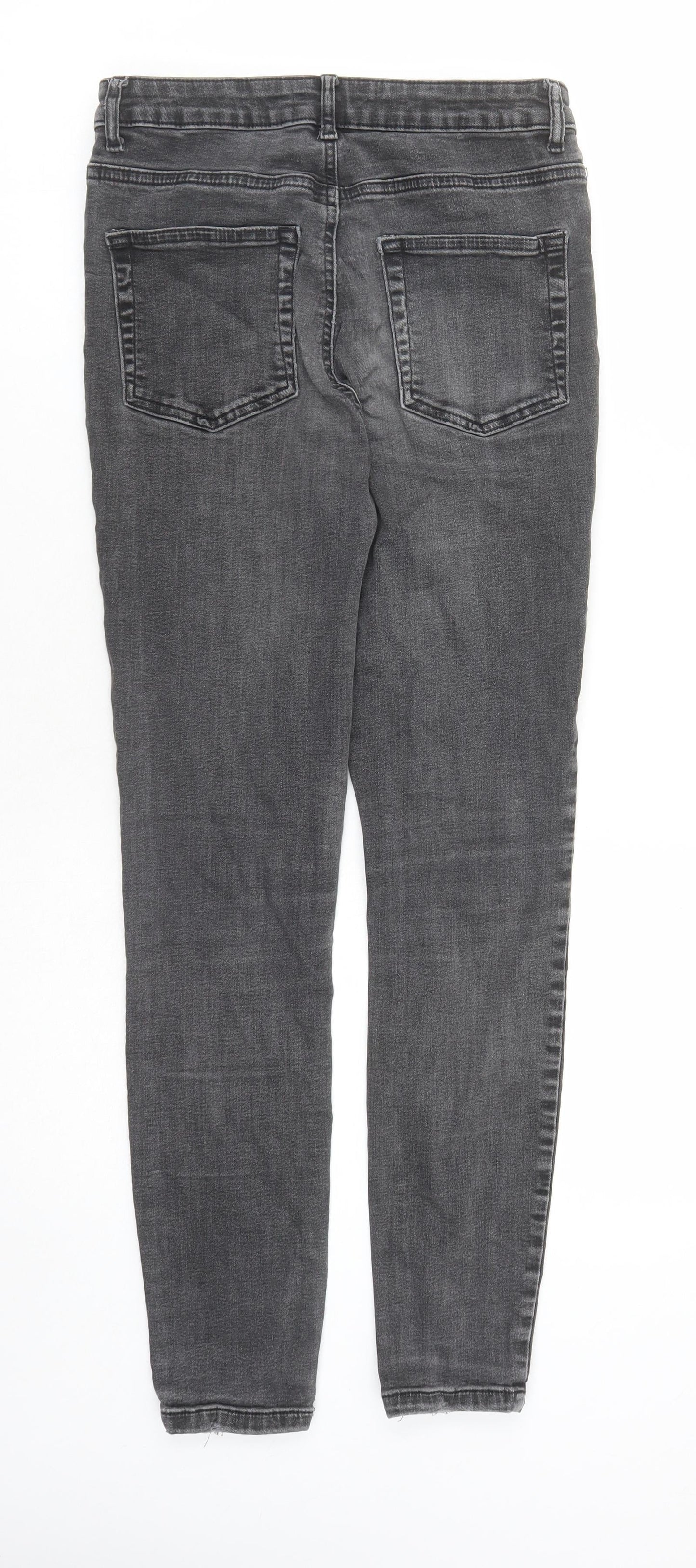 Denim & Co. Womens Grey Cotton Skinny Jeans Size 12 L27 in Regular Zip