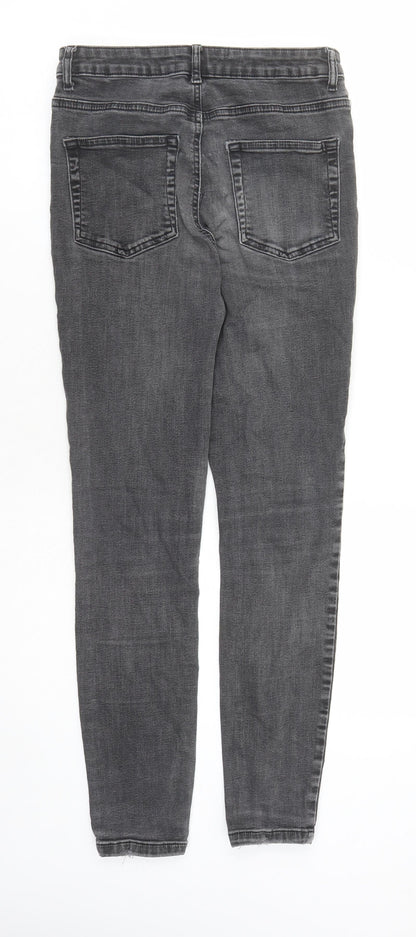 Denim & Co. Womens Grey Cotton Skinny Jeans Size 12 L27 in Regular Zip