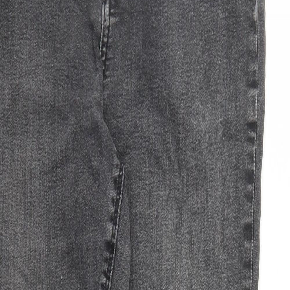 Denim & Co. Womens Grey Cotton Skinny Jeans Size 12 L27 in Regular Zip