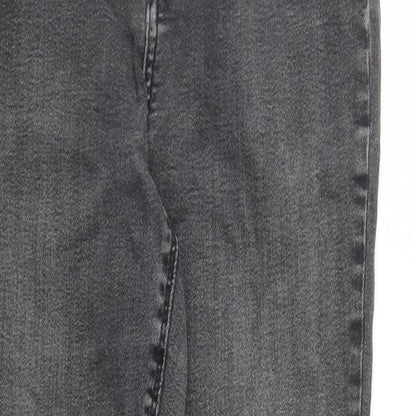 Denim & Co. Womens Grey Cotton Skinny Jeans Size 12 L27 in Regular Zip