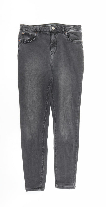 Denim & Co. Womens Grey Cotton Skinny Jeans Size 14 L27 in Regular Zip