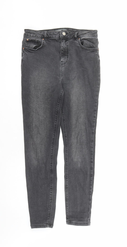 Denim & Co. Womens Grey Cotton Skinny Jeans Size 14 L27 in Regular Zip