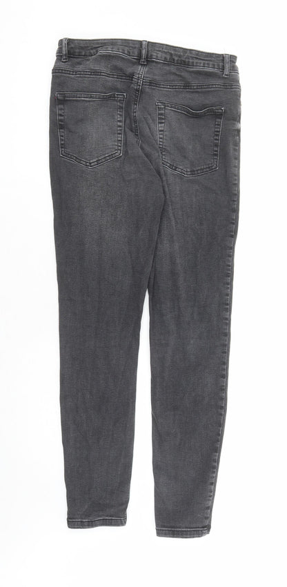 Denim & Co. Womens Grey Cotton Skinny Jeans Size 14 L27 in Regular Zip