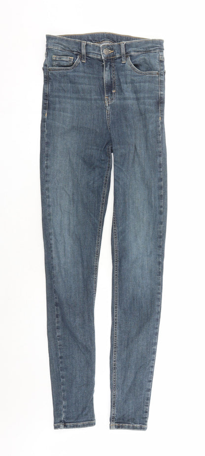 Topshop Womens Blue Cotton Skinny Jeans Size 26 in L31 in Regular Zip