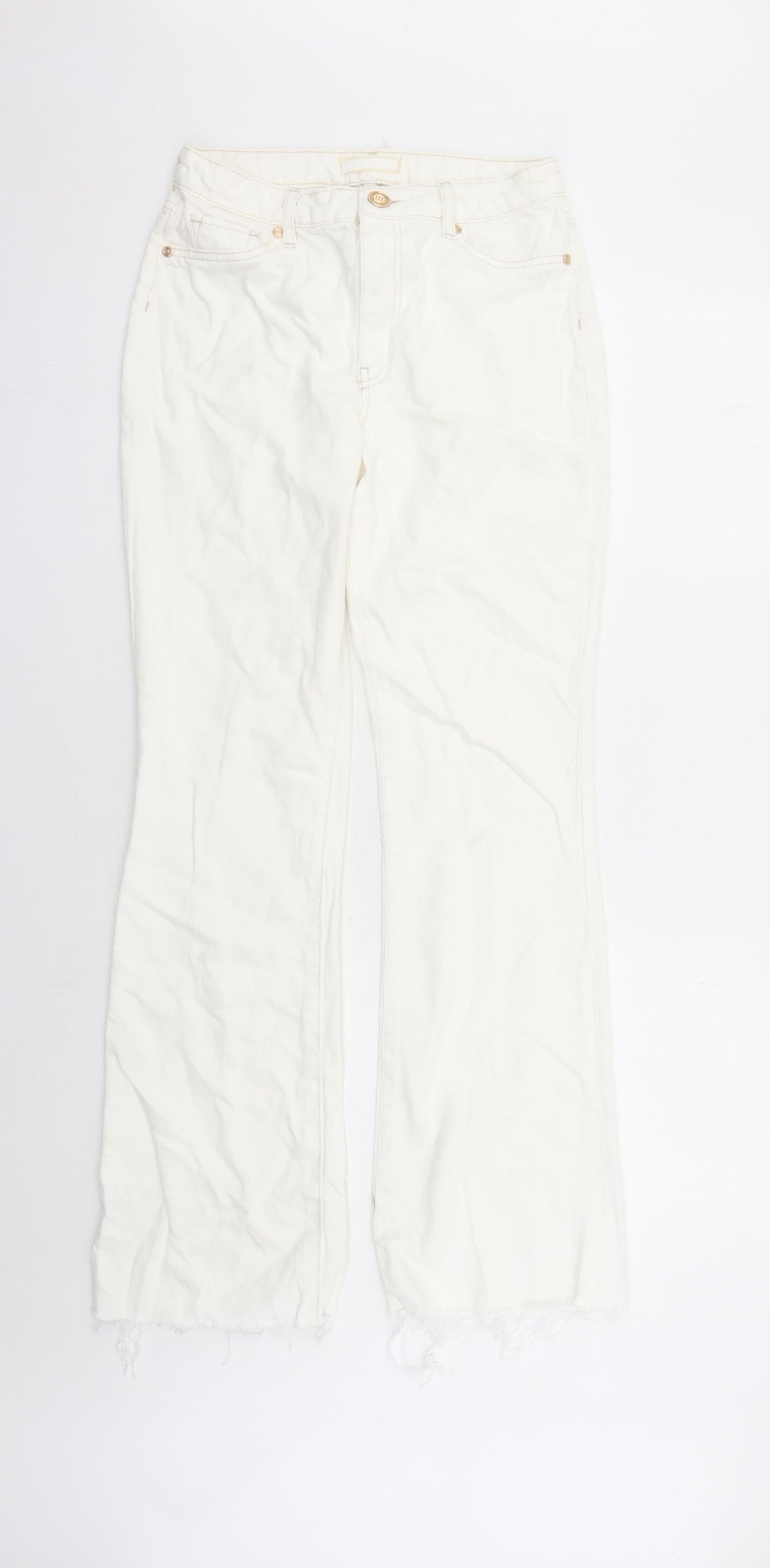 River Island Womens White Cotton Bootcut Jeans Size 8 L30 in Regular Zip