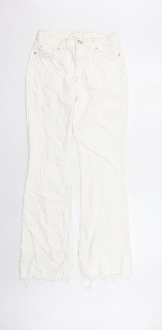 River Island Womens White Cotton Bootcut Jeans Size 8 L30 in Regular Zip