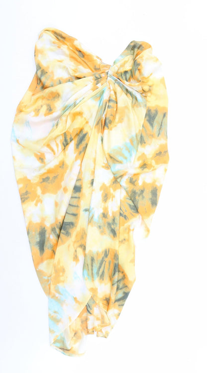 PRETTYLITTLETHING Womens Multicoloured Geometric Polyester A-Line Skirt Size 22 Zip - Hi Low Length