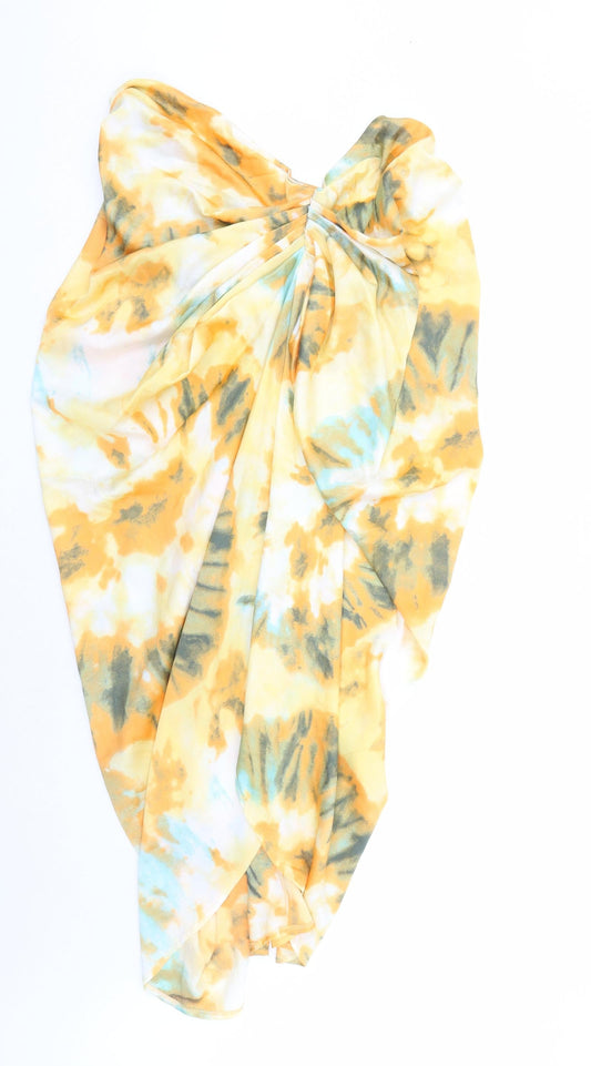 PRETTYLITTLETHING Womens Multicoloured Geometric Polyester A-Line Skirt Size 22 Zip - Hi Low Length