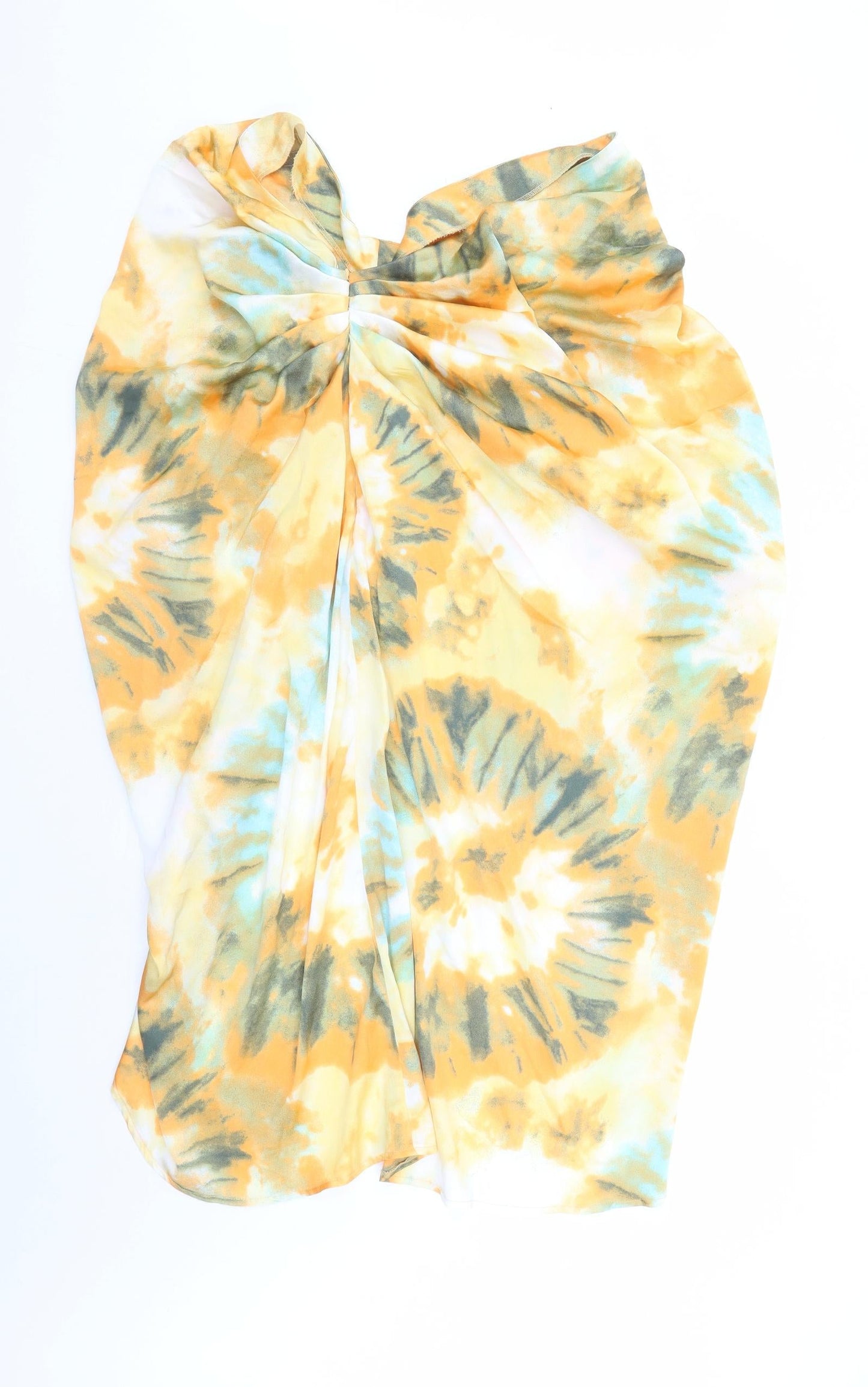 PRETTYLITTLETHING Womens Multicoloured Geometric Polyester A-Line Skirt Size 22 Zip - Hi Low Length