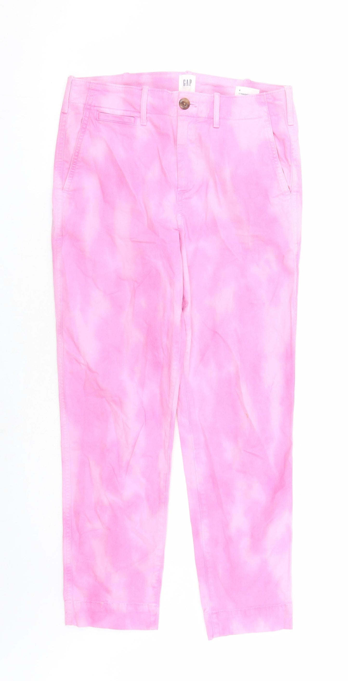 Gap Womens Pink Cotton Straight Jeans Size 4 L27 in Regular Zip - Tie Dye Effect